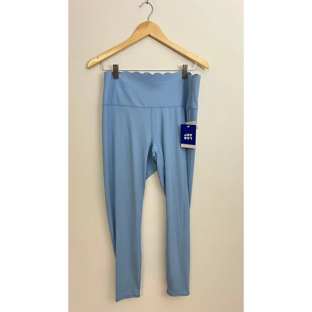 JoyLab Leggings Women Extra Large Blue Scalloped High Waist Moisture Wicking - Picture 1 of 6